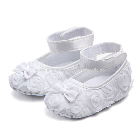 Chaussures de Princesse Bébé Enfant avec Fleurs, Chaussures Confortables Antidérapantes Premiers Pas pour Nouveau-Né Fille for sale at factory direct price