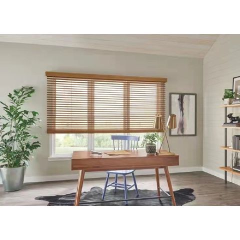 Persianas venecianas inalámbricas de madera de Fauxwood de 50mm con cadena de escalera