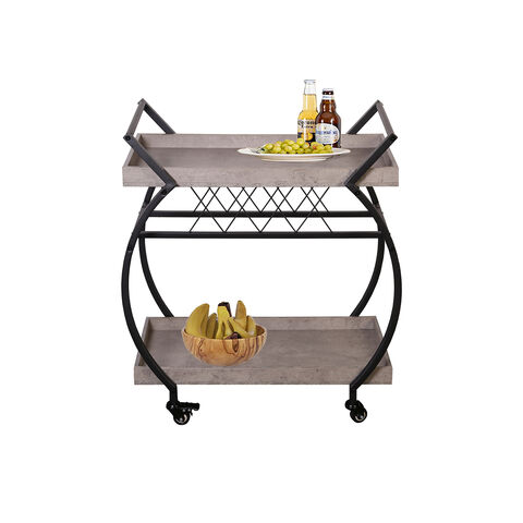 Chariot de Bar à 2 Niveaux, Chariot de Service pour Vin, Boissons et Réceptions, Desserte à Roulettes Blocables pour Cuisine et Bars Domestiques for sale at factory direct price