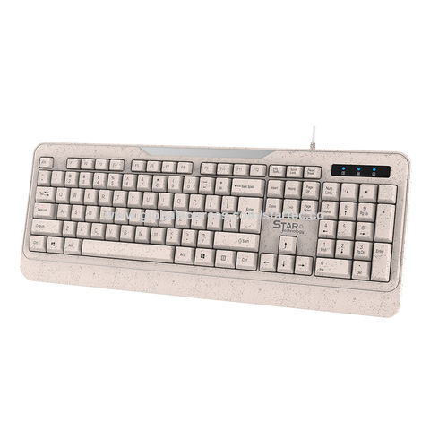 Clavier de bureau USB filaire en paille de blé de taille standard, conception écologique