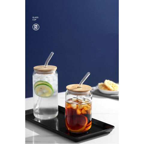 Glass Cups with Lids and Straws 4Pcs[Coffee Accessories Gifts],16Oz Iced  Coffee