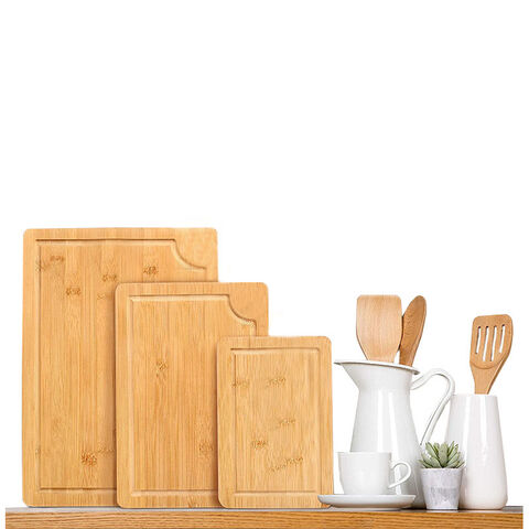 Tabla de cortar grande de madera de bambú para cocina, tabla de embutidos  de queso con 3 compartimentos integrados y ranuras para jugo, bloque de