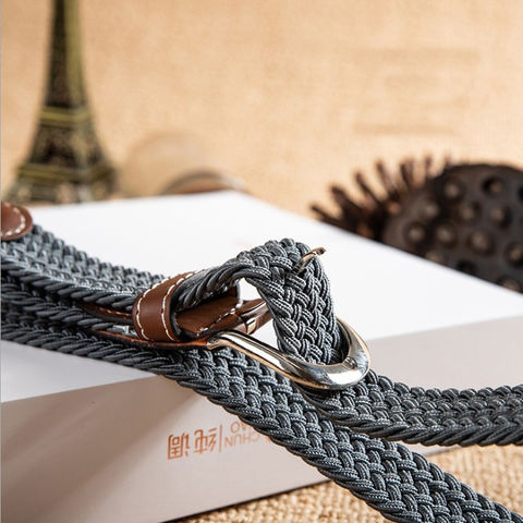 Men's Braided Stretch Elastic Belts - Plain Colors