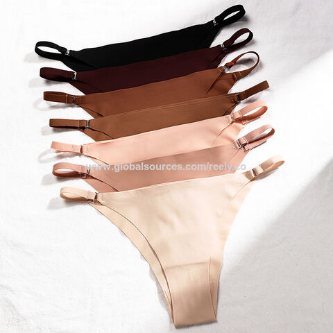 Women's Pure Color Seamless Sexy Ice Silk One-piece Thong Panties