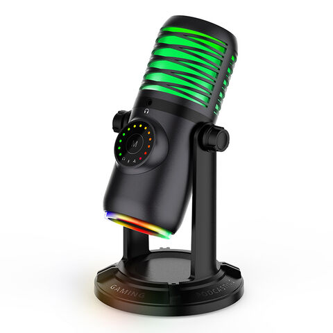 Microphone USB Professionnel pour Enregistrement YouTube, Microphone à Condensateur avec Lumière RGB