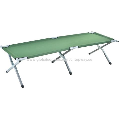 Stock lote, stock de vida útil para Turquía/Siria Cama de camping plegable ajustable de aluminio Oxford portátil barata para exteriores. for sale at factory direct price