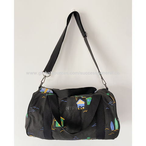 Bolsa de lona de fin de semana con estampado al por mayor, bolsa deportiva plegable, acepta OEM