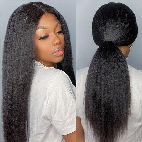 Buy Wholesale China Factory Price 13x4 Kinky Straight Lace Front Wig Pre  Plucked Yaki Brazilian 4x4 Lace Closure Human Hair Wig For Woman Natural  Hair & Lace Front Wig at USD  |