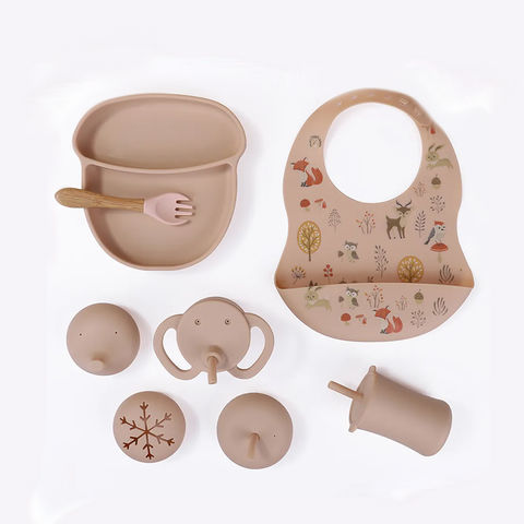 Ensemble de vaisselle en silicone pour bébé et enfant en bas âge 6 pièces,  fournitures de