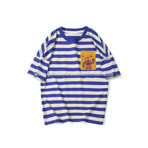 Venta al por mayor camisetas clásicas de algodón para niño con cuello redondo