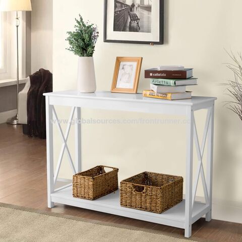 Precio de fábrica Muebles de madera a medida para sala de estar, consolas blancas con estante de almacenamiento, escritorio de entrada con estante for sale at factory direct price