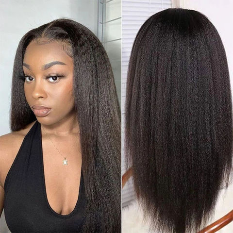 Buy China Wholesale Tt Hair 13x4 Hd Brazilian Kinky Straight  display picture 3