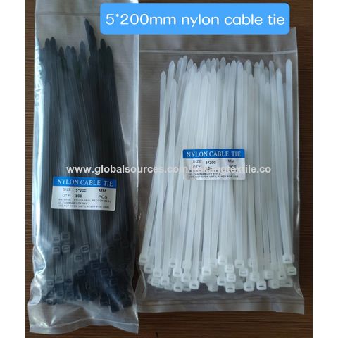 Wholesale 5x200mm White Black Colour Nylon Cable Tie Self-locking