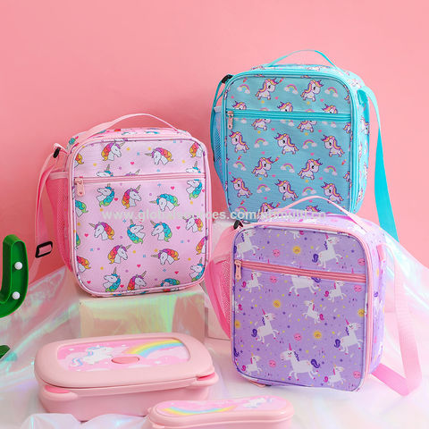 Saco de almoço térmico infantil com estampa de unicórnio de desenho animado por atacado, bolsa de gelo portátil para estudantes, ideal para piquenique ao ar livre, para estudantes. for sale at factory direct price