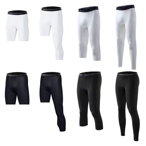 Men's 3/4 Compression Pants One-Leg Tights Athletic Basketball Base Layer