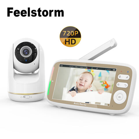 Monitor de bebé, pantalla dividida de 5 pulgadas, monitor de video para  bebés con 2 cámaras y audio, visión nocturna, conversación bidireccional