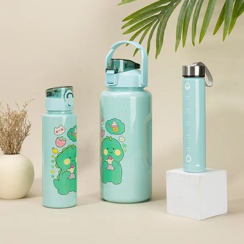 Cute Kids Water Bottle With Straw NO BPA Plastic Water Cup Portable Student  Girl Outdoor School Drinking Bottle Gift