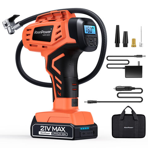 RUSHKYLIN Cordless 21V Battery Powered Tire Inflator Portable Air Compressor, 160PSI Car Tire Air Pump With 12V Car Power Adapter, Perfectly For SUV, Cars, Motorcycles, Bikes, Balls, Etc - View #6