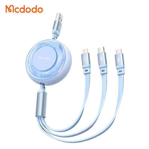 3 in 1 Retractable Charging Cable (for Micro USB, USB-C, & Lightning D –