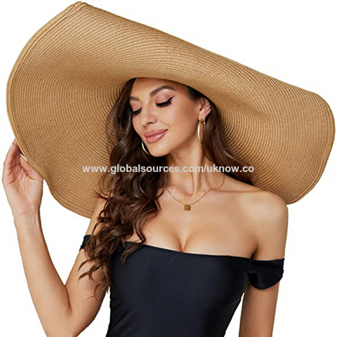 Summer 25cm Large Wide Brim Foldable Sun Hats For Women Oversized