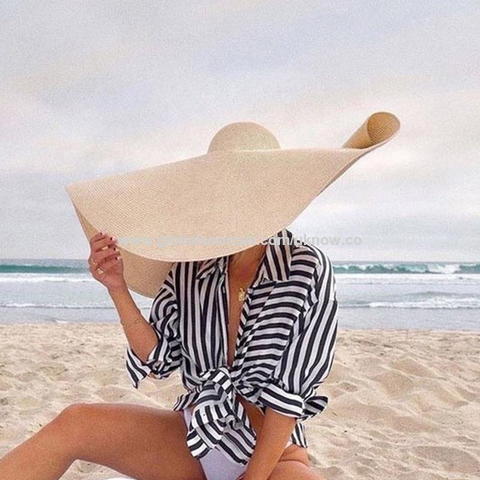 Summer 70Cm Large Wide Brim Sun Hats for Women Oversized Beach Hat