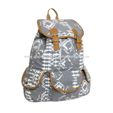 Canvas Rucksack mit dreifacher Tasche, doppelter Schnalle und Überschlag for sale at factory direct price