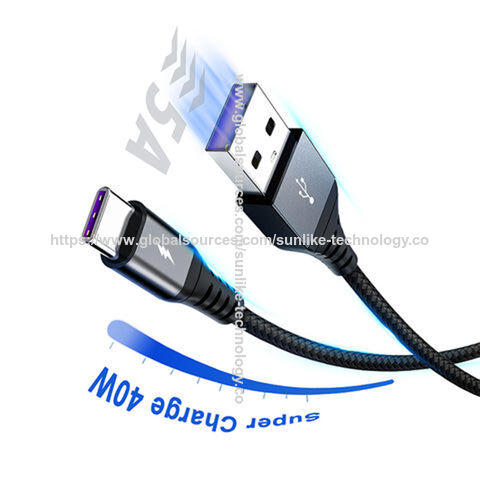 OEM ODM factory, 5A fast charging, Support Super Charge, Max 40W,Zinc alloy slim plug, USB A to type C, Fast Charging for Samsung for sale at factory direct price