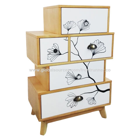Anpassbarer Schubladenschrank mit 5 Schubladen und handbemalter Dekoration auf der Schubladenfront, hölzernes Sideboard zur Aufbewahrung for sale at factory direct price