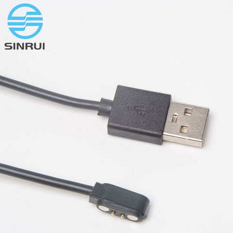 Cabo de carregamento magnético destacável direto da fábrica e cabo de dados magnético com pino Pogo para relógio inteligente e telefone