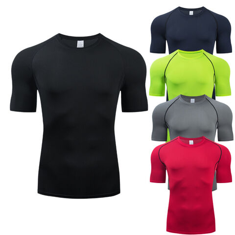 Quick Dry Compression Shirt Long Sleeves T Shirt Plus Size Fitness Clothing  Solid Colorquick