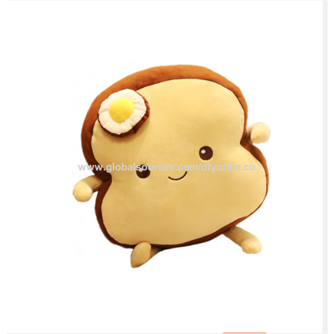Cojín de sofá con forma de tostada, barato y lindo al por mayor, almohadas de felpa de pan simulado para dormir for sale at factory direct price