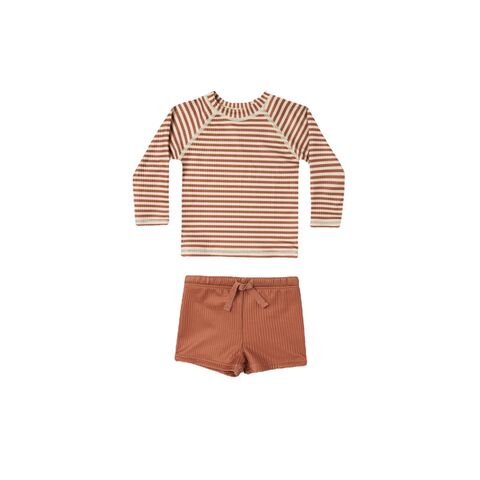Sonnenfestes zweiteiliges Langarm-Badebekleidungsset für kleine Jungen, Kinderbadeanzug