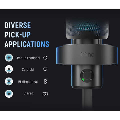 FIFINE Gaming PC USB Microphone, Podcast Condenser Mic with Boom Arm, Pop  Filter, Mute Button for Streaming, Twitch, Online Chat, RGB Computer Mic  for