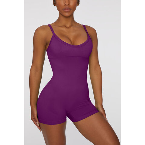 FITTIN Jumpsuit for Women - Women's Cross Back One Piece Jumpsuit Tummy  Control Bodycon Shorts Rompers for Yoga Workout 