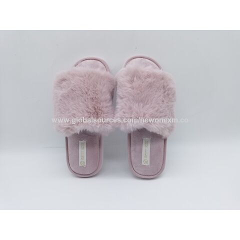 100% Fox Fur Slippers Pink