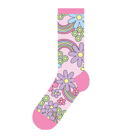 Women's Fashion Rainbow Socks Breathable Five-Toe Sock Middle Home Socks 