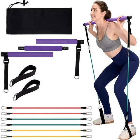 Portable Pilates Bar Kit with Resistance Bands, Home Gym Exercise Latex  Straps Set with Handles. - Exercise & Fitness, Facebook Marketplace