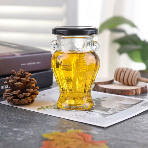 10 oz Glass Honey Pot Jars (Gold Metal Lug Cap)