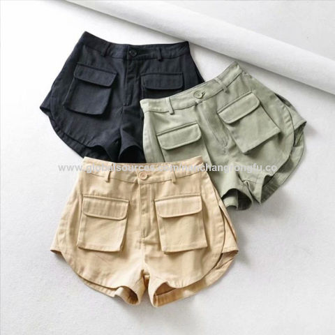 Compre Primavera Moda Alta Cintura Bolsillo Cargo Pantalones Casuales Pantalones  Cortos Para Mujer y Pantalones Cortos Cargo de China por 3.2 USD