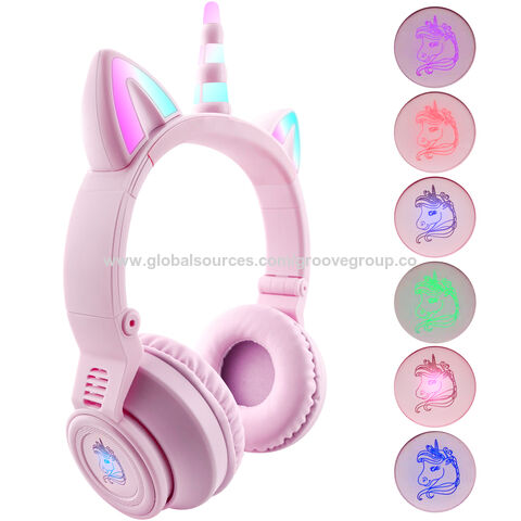 Casque Licorne Avec Microphone Filles Écouteurs Stéréo Pour Enfants Rose 1