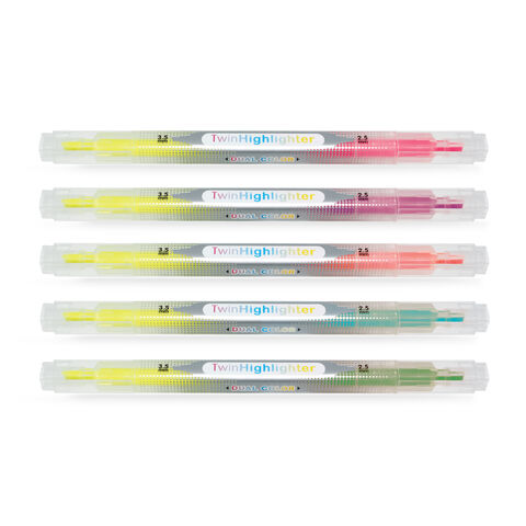 Basics Chisel Tip Fluorescent Ink Highlighters Assorted Colors -12  Pack
