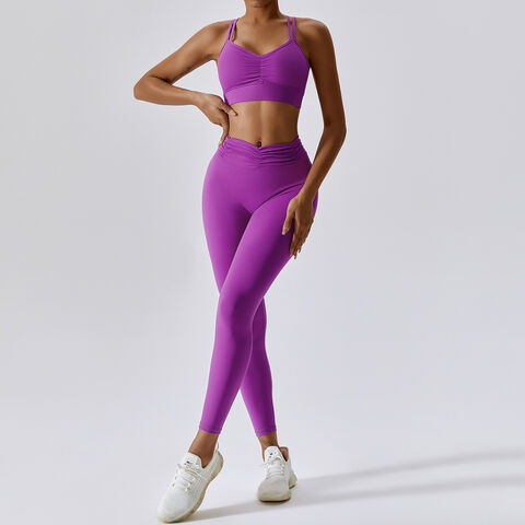 Women Yoga Set Running Bra Pant Gym Workout Fitness Clothes Tight Sports  Wear 