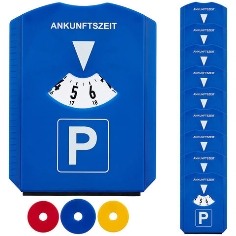 M&H-24 European Parking Disc / Parking Timer for Car – with 3 Shopping  Trolley Chips and Ice Scraper Plastic Blue, blue