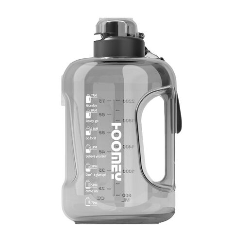 Sports Water Bottle with Time Marker BPA Free Water Jug 1000ml - Black White