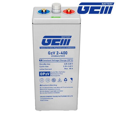 Batterie Gel Tubulaire 2-400 OpzV VRLA/SLA/SMF/Cycle Profond/AGM Rechargeable pour Télécommunications/Système Solaire