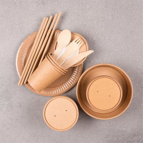 12oz 400ml Single Pe Coating Kraft Paper Salad Bowl With Lid , Eco Friendly