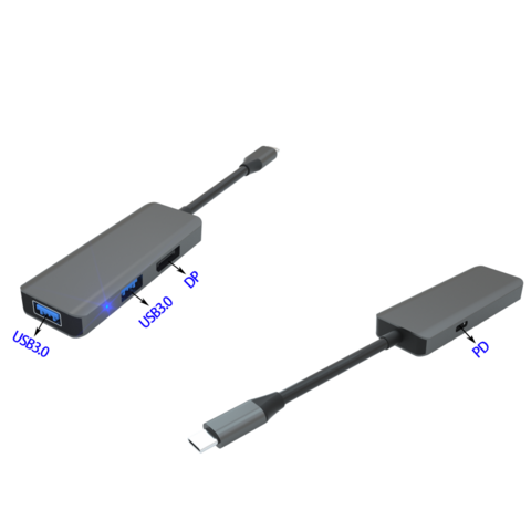 Usb c hub aluminio tipo-c 4 en 1 adaptador multifunción a 3 * USB3.0 HD MI 4K PD, usb c hub portátil for sale at factory direct price
