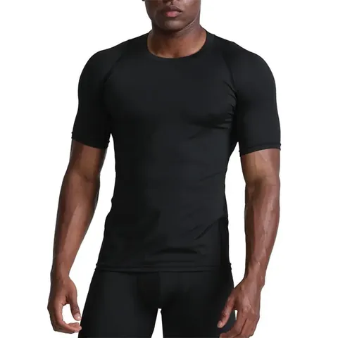 Comprar Camiseta de compresión de secado rápido para hombre, camiseta  ajustada para gimnasio, Fitness, culturismo, correr, deportes, camisetas