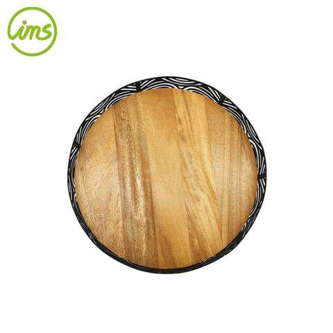  Bandeja de servir de madera redonda para el diámetro del hogar  de los restaurantes del café del té, 11,8 pulgadas : Hogar y Cocina