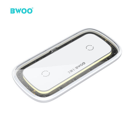 BWOO 2023 Neue Produkte Nachtlicht Transparentes kabelloses Ladepad ABS+Acryl Material 2 in 1 Universal 30W kabelloses Ladegerät